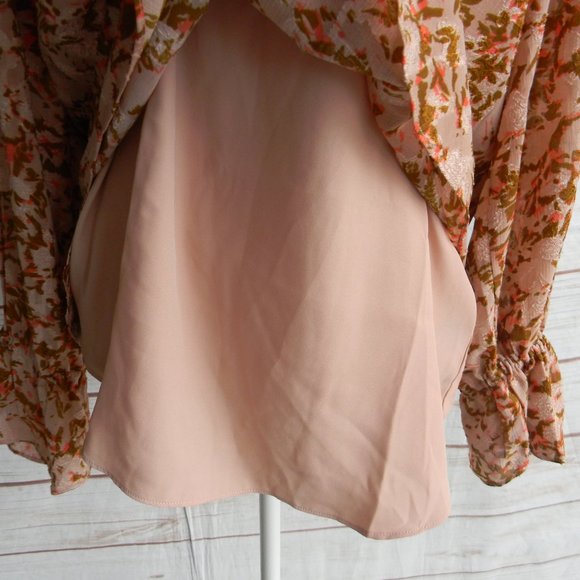 NWT  La Joie Essential Raglan-Sleeve Blouse BOHO POET FAWN ABSTRACT FLORAL SZ XL - Picture 5 of 6